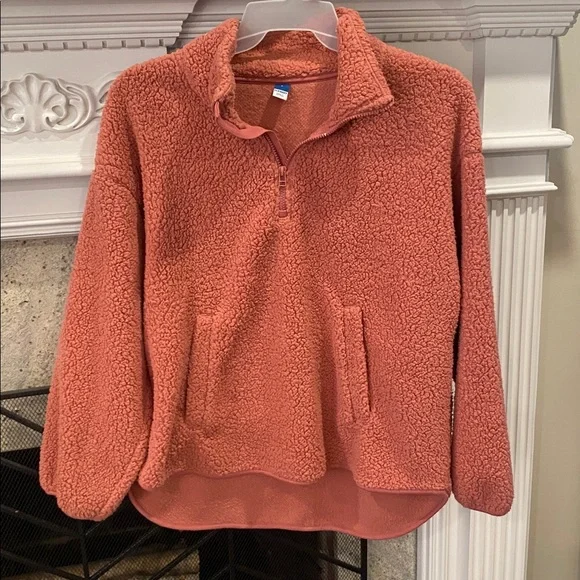 Old Navy Cozy Sherpa Quarter-Zip Pullover Sweater - Size Large   sweatshirt tops - Picture 3 of 6